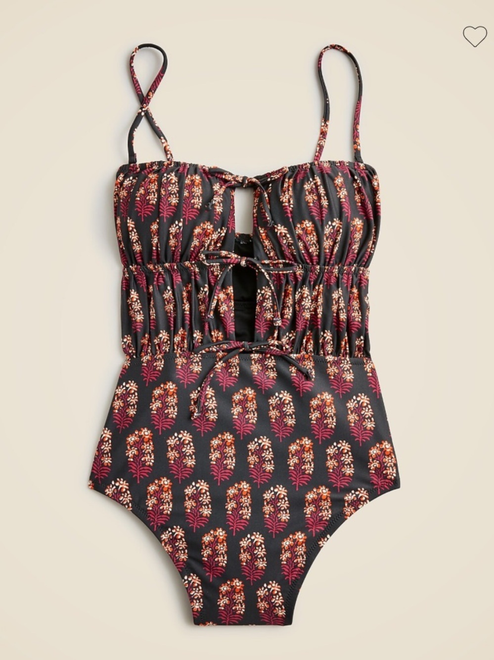 J. Crew Ruched cutout one-piece swimsuit in cocoa block print Womens 8